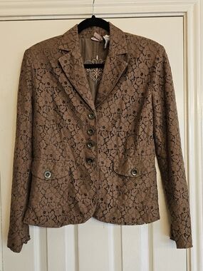 Felicia Brown Lace Blazer Jacket